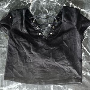 Black Crop top with open back